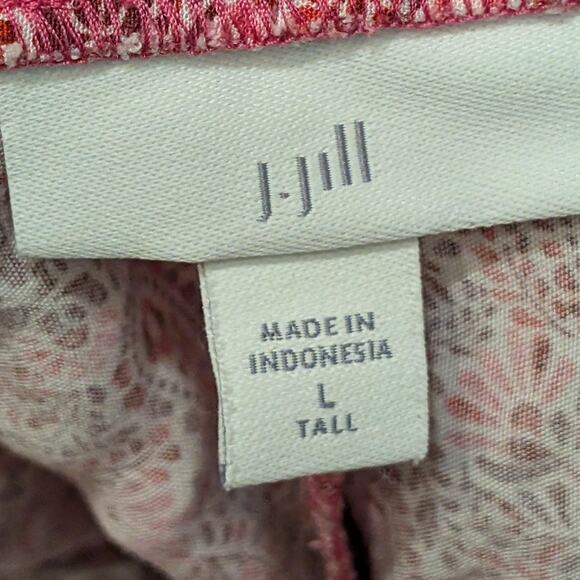 J.Jill Casual Dress Pants Pink Red Paisley Floral Tropical Pockets - Size LT - Picture 7 of 9